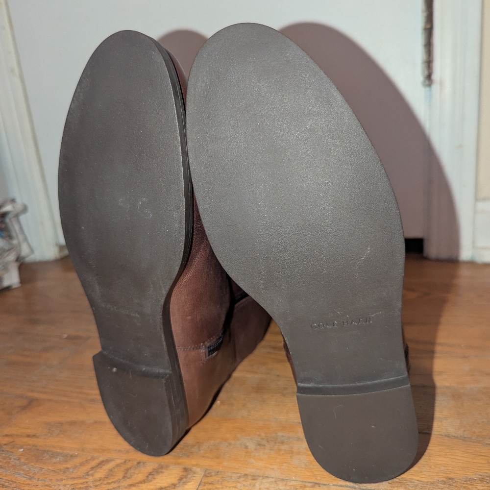 Cole Haan Brown And Black Leather Knee-High Riding Boots - Picture 11 of 12